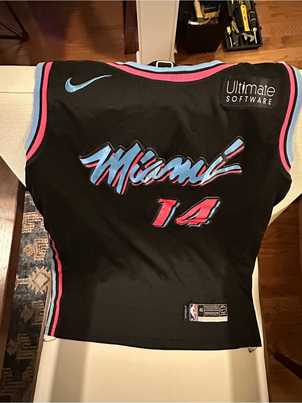 NBA Tyler Herro #14 Jersey - Black with Pink & Light Blue Accents Medium - Picture 2 of 4